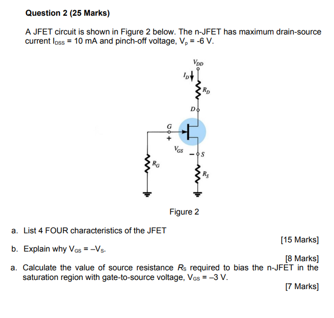 Solved A JFET circuit is shown in Figure 2 below. The n-JFET | Chegg.com