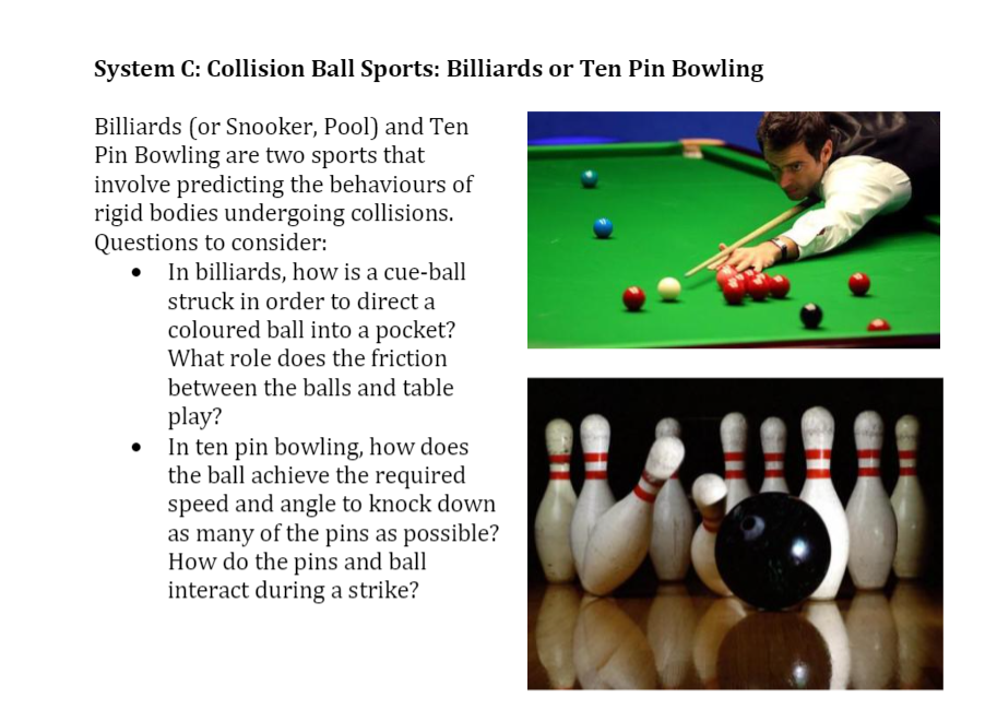 Solved System C Collision Ball Sports Billiards or Ten Pin