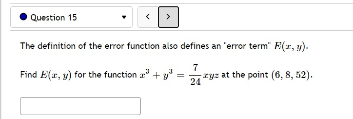 Solved Question 15 The definition of the error function | Chegg.com