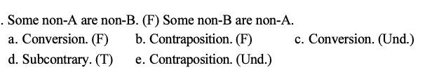 Some non-A are non-B. (F) Some non-B are non-A. a. | Chegg.com