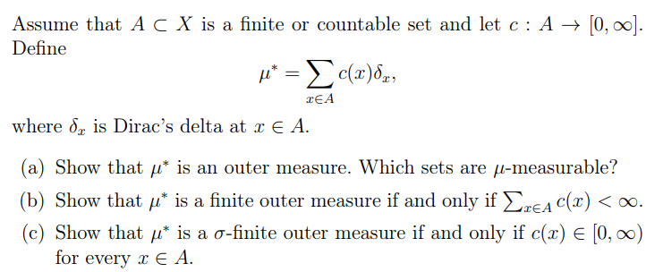 Solved Assume That A⊂X Is A Finite Or Countable Set And Let | Chegg.com