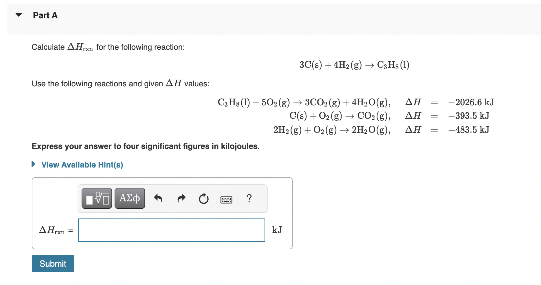 Solved Calculate ΔHrxn for the following reaction: | Chegg.com