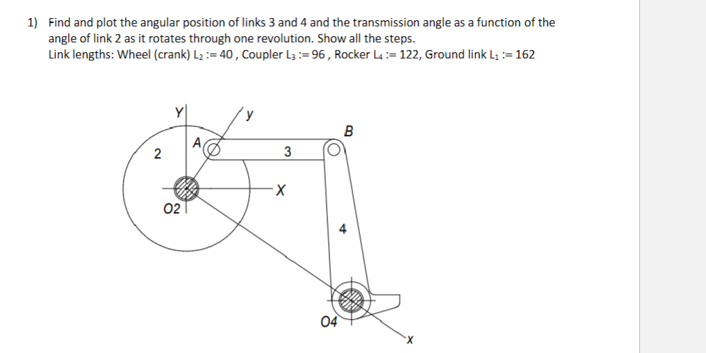 Solved 1) Find and plot the angular position of links 3 and | Chegg.com