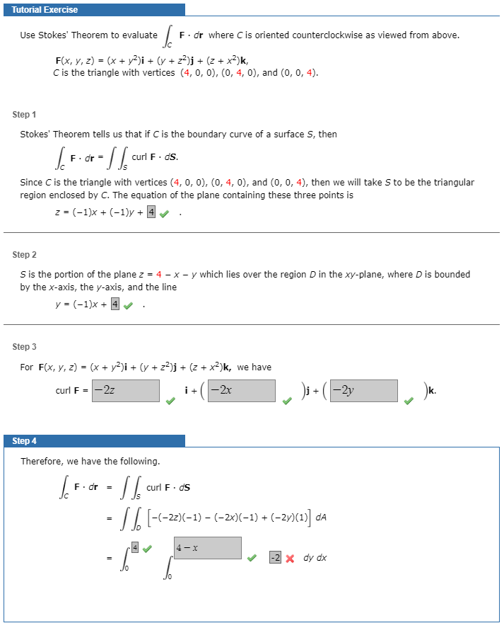 Solved Tutorial Exercise Use Stokes Theorem To Evaluate Chegg Com