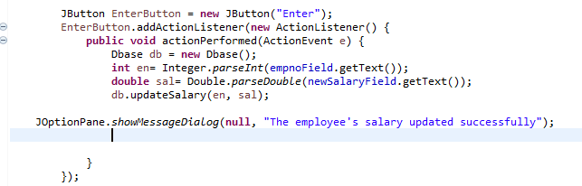 Solved I want to update employee salary using java swing | Chegg.com
