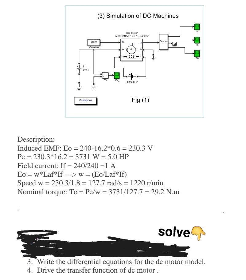 Solved (3) Simulation of DC Machines w DC_Motor 5 hp. 240V; | Chegg.com