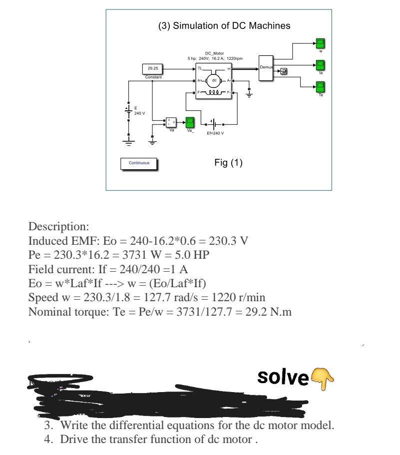 Solved (3) Simulation Of DC Machines W DC_Motor 5 Hp. 240V; | Chegg.com