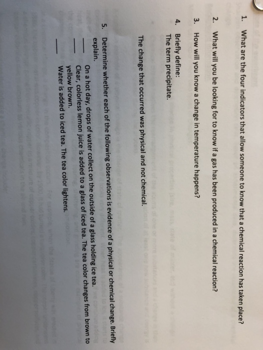 Solved 1. What are the four indicators that allow someone to