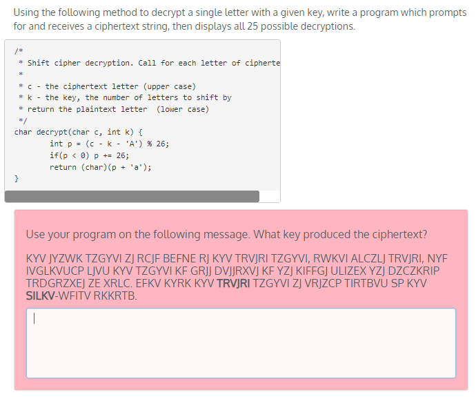 Solved Just give me the answer to the ciphertext. DO NOT | Chegg.com