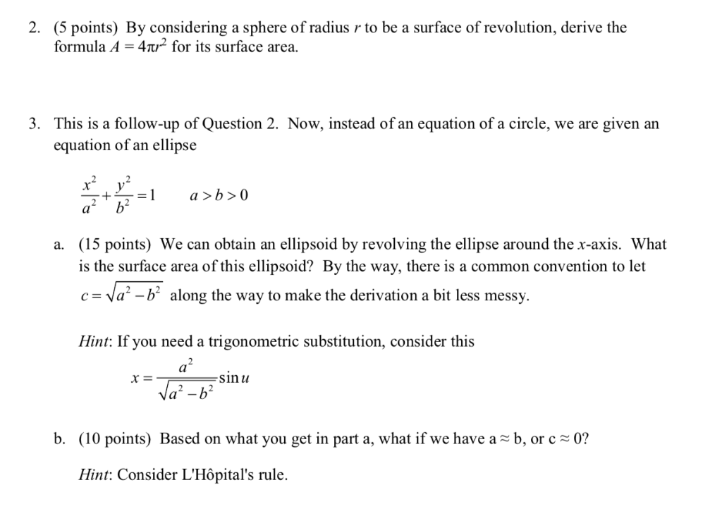 Solved 2. (5 points) By considering a sphere of radius r to | Chegg.com