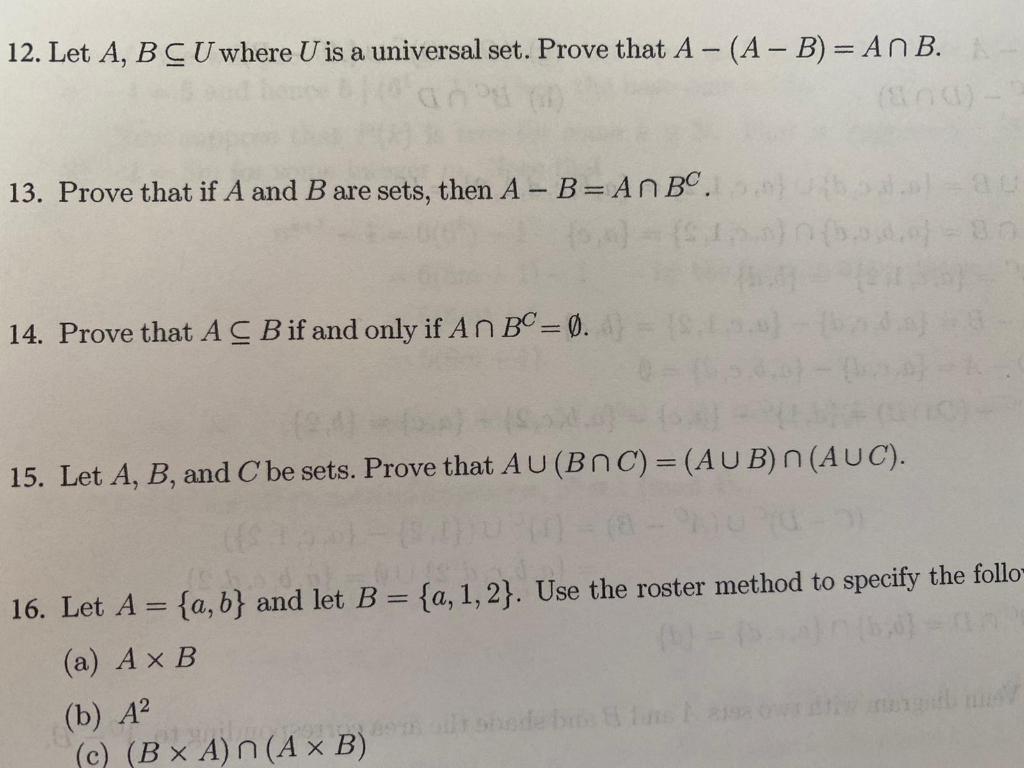 Solved 12. Let A, B C U Where U Is A Universal Set. Prove | Chegg.com