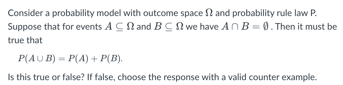Solved Consider a probability model with outcome space and | Chegg.com