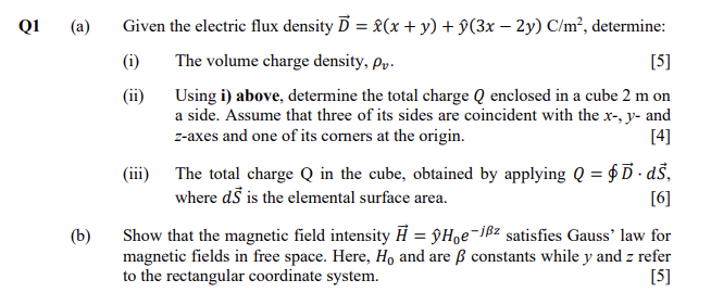 Solved (a) Given the electric flux density | Chegg.com