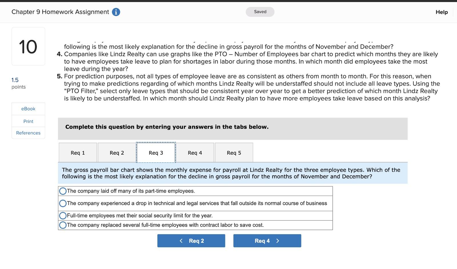 Chapter 9 Homework Assignment Saved Help Save 10 | Chegg.com