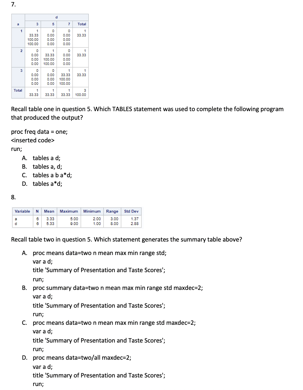 Solved 5. proc sql; create table c as select one.*, two.*