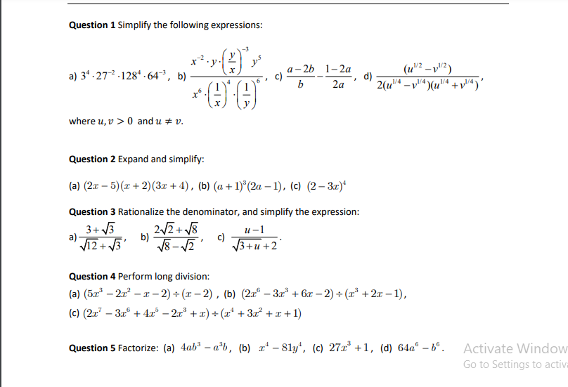 Solved Question 1 Simplify The Following Expressions X Y Chegg Com