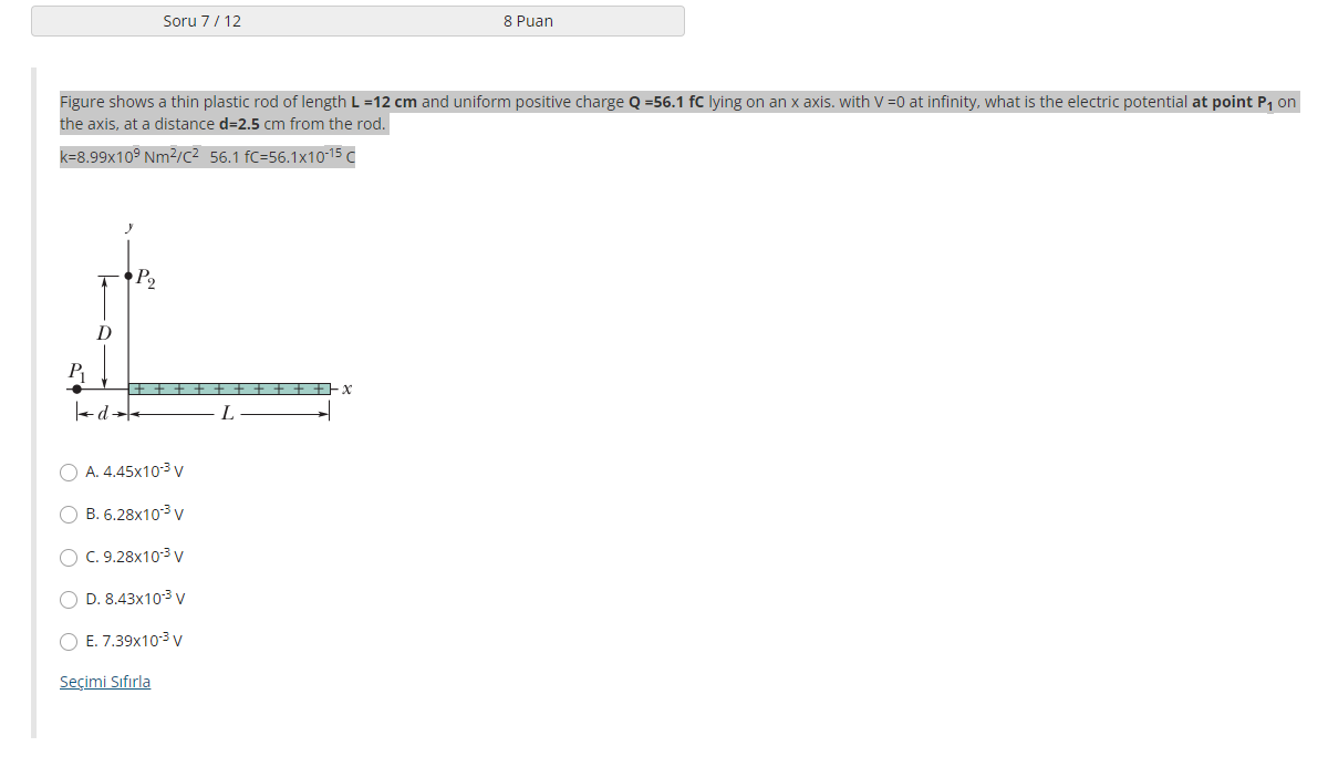 Figure shows a thin plastic rod of length L =12 cm