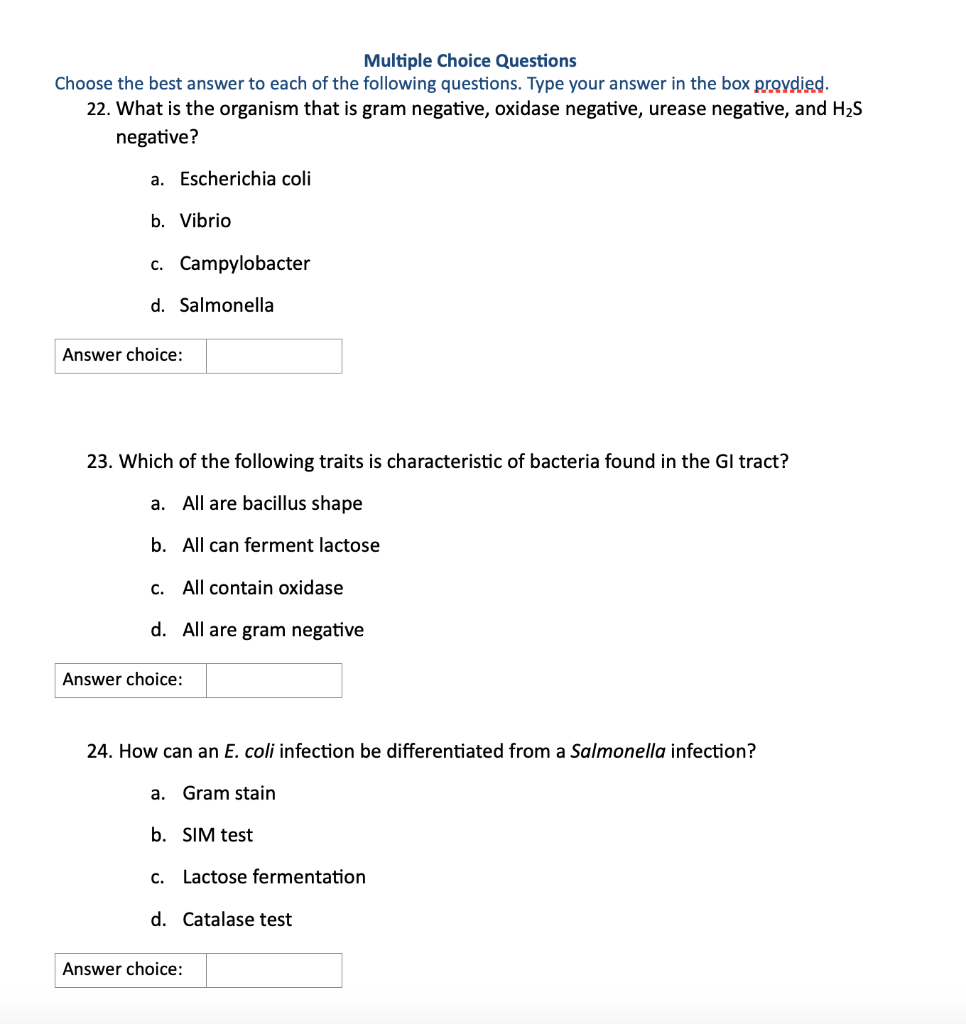 Solved What is the organism that is gram negative, oxidase | Chegg.com