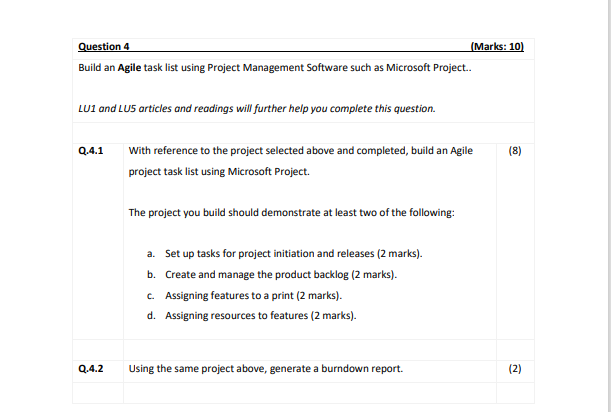 Solved Build an Agile task list using Project Management | Chegg.com