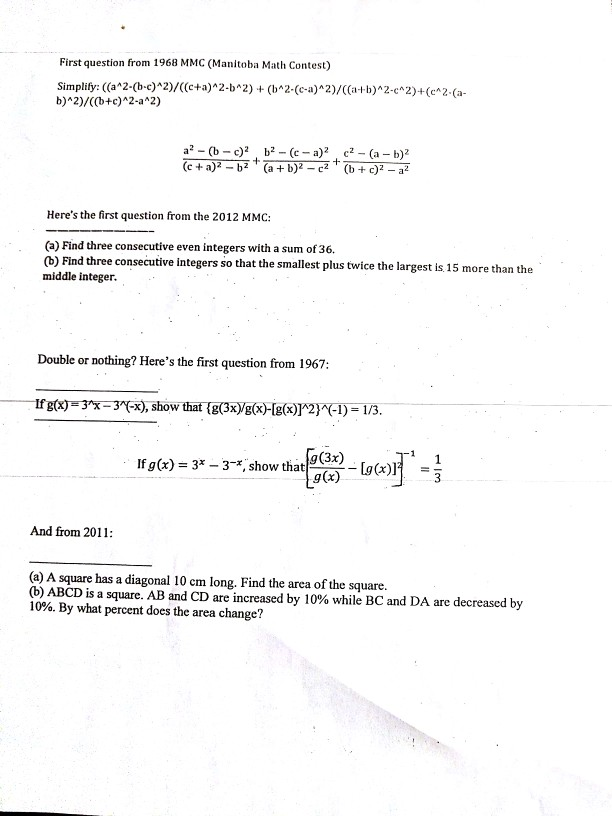 First Question From 1968 Mmc Manitoba Math Contes