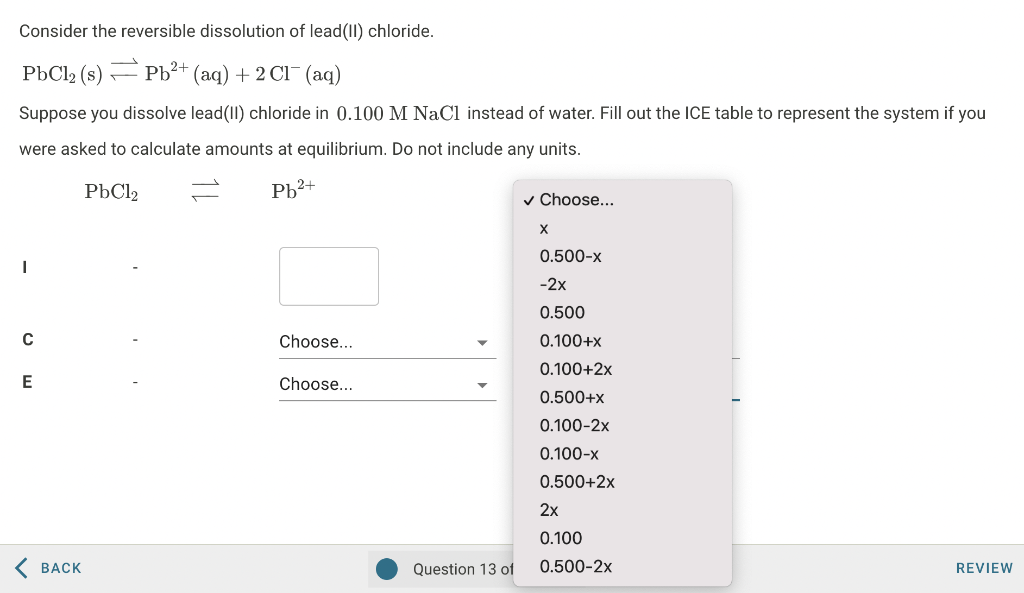 Solved Consider the reversible dissolution of lead(II) | Chegg.com
