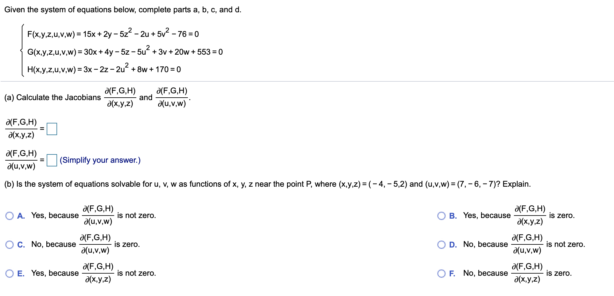 Solved Given The System Of Equations Below Complete Parts Chegg Com