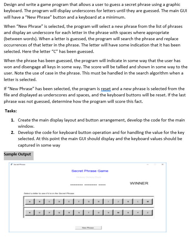 Solved Design and write a game program that allows a user to | Chegg.com
