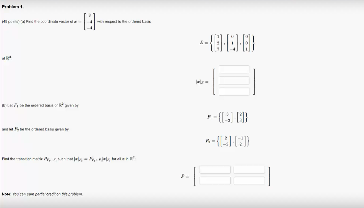 Solved Problem 1. 3 (49 Points) (a) Find The Coordinate | Chegg.com