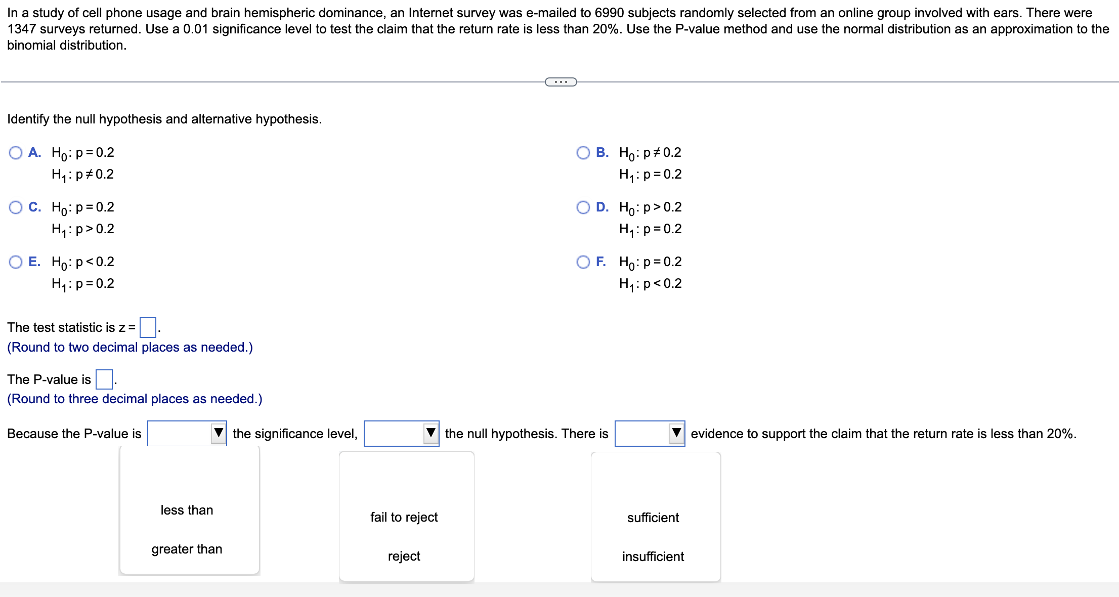 null hypothesis binomial distribution