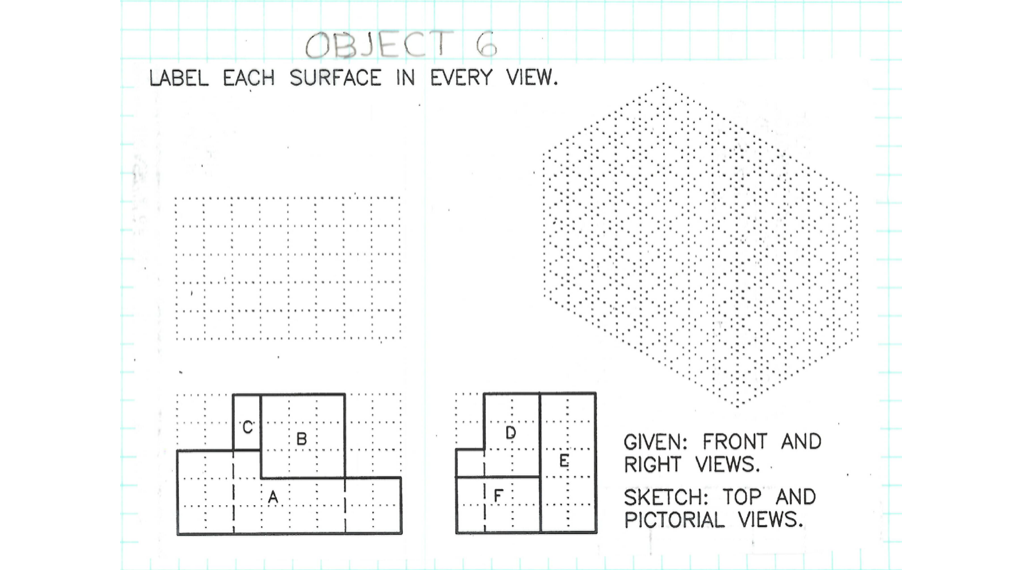 Solved OBJECT 6 LABEL EACH SURFACE IN EVERY VIEW. B GIVEN: | Chegg.com