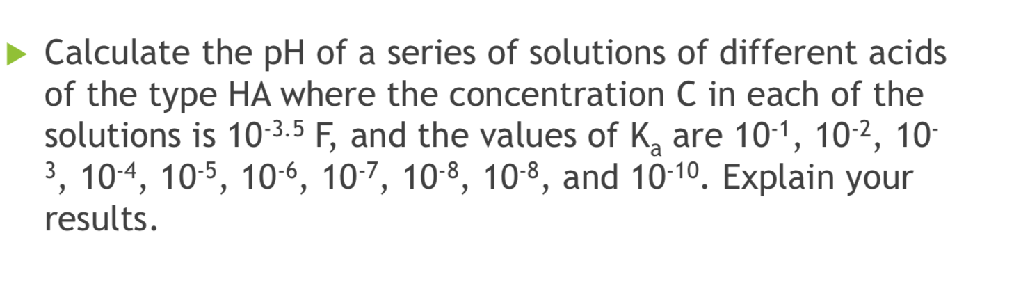 Solved Calculate the pH of a series of solutions of | Chegg.com