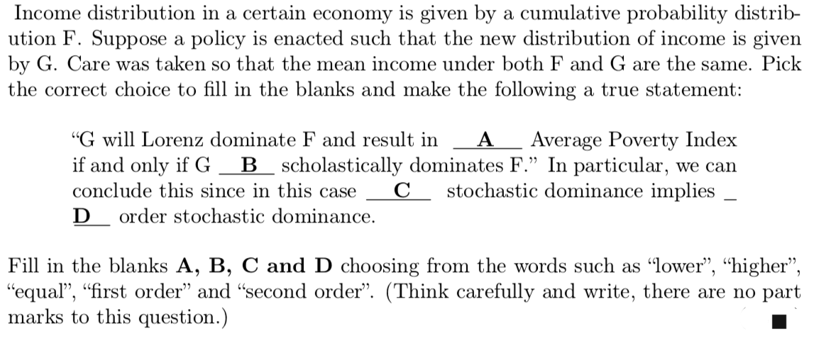 Solved Income distribution in a certain economy is given by | Chegg.com