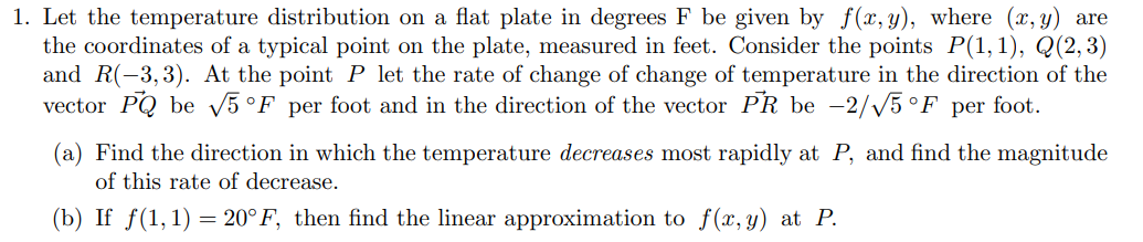 Solved 1. Let the temperature distribution on a flat plate | Chegg.com