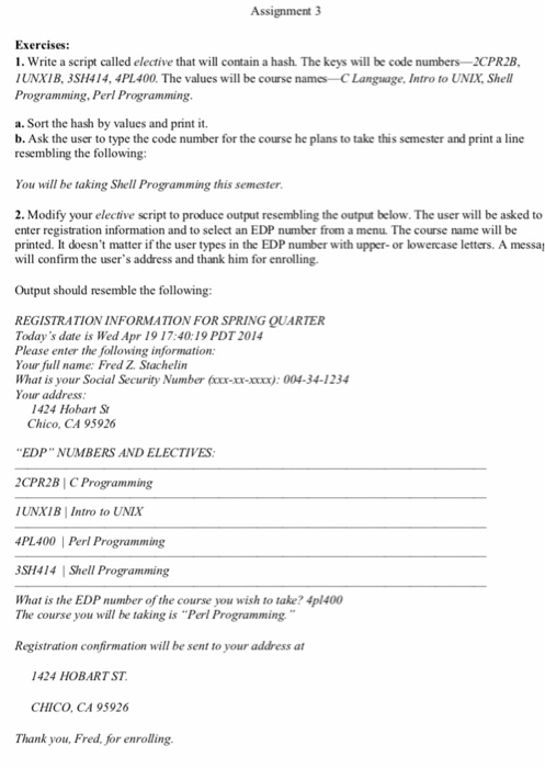 Solved Assignment 3 Exercises: 1. Write a script called | Chegg.com