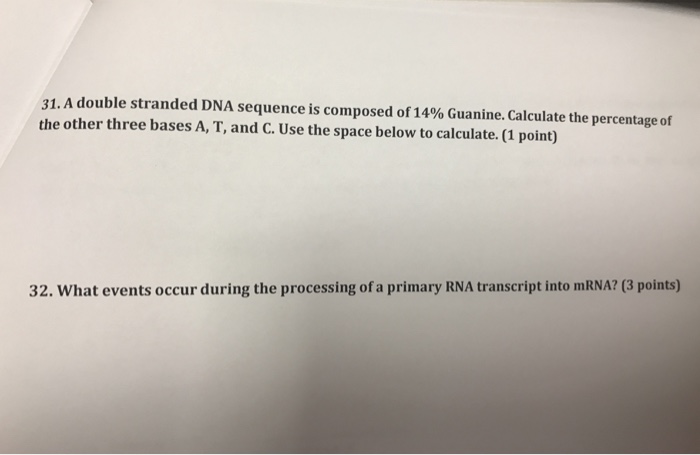 Solved A double stranded DNA sequence is composed of 14% | Chegg.com