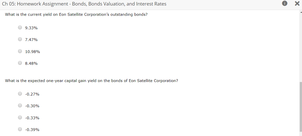 Solved Ch 05: Homework Assignment - Bonds, Bonds Valuation, | Chegg.com