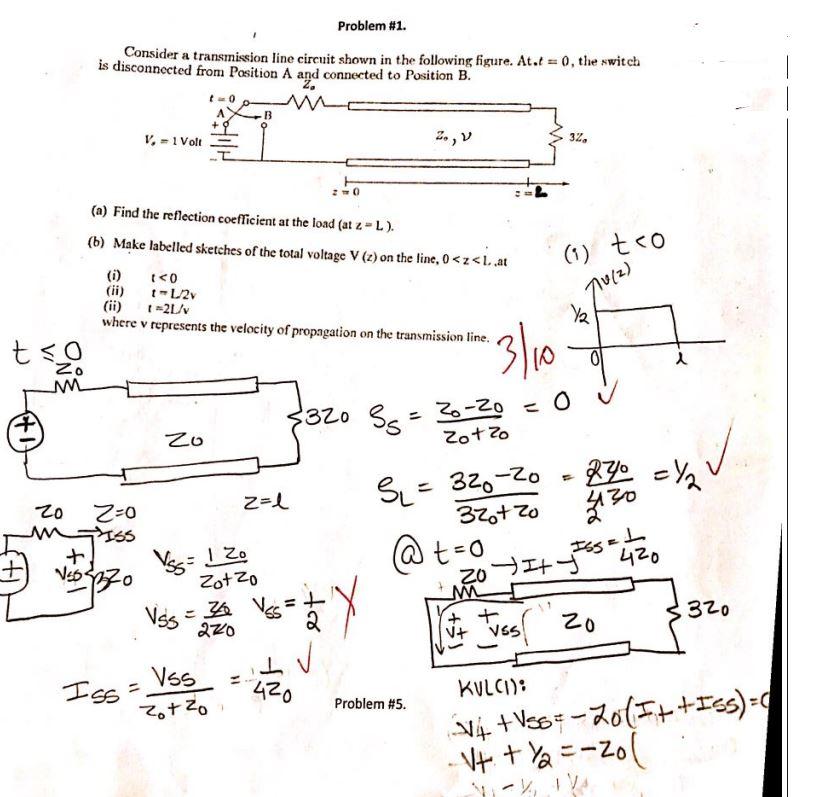 Solved Consider a transmission line circuit shown in the | Chegg.com