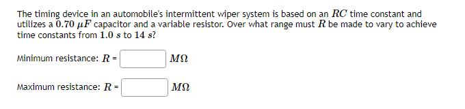 Solved The timing device in an automobile's intermittent | Chegg.com