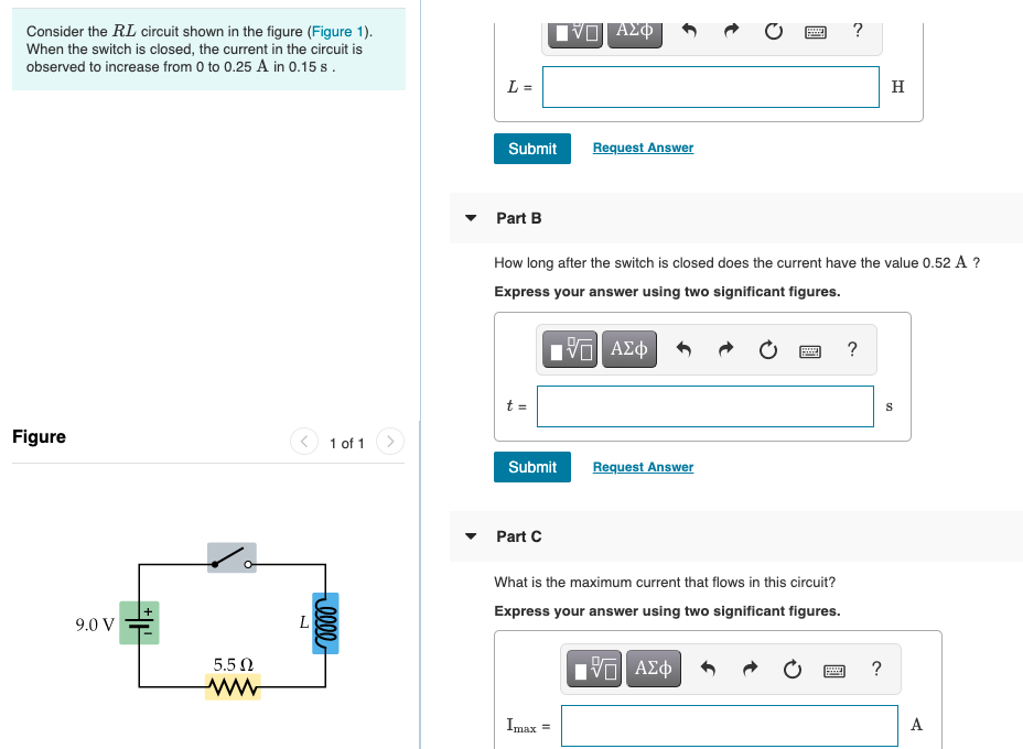 Solved IVO AO FR ? Consider the RL circuit shown in the | Chegg.com
