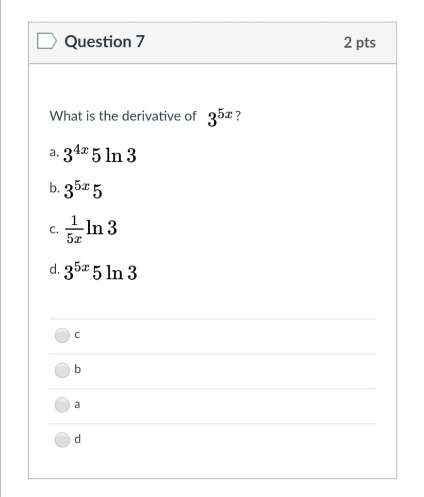 Solved Question 1 2 pts Which of the following is the | Chegg.com