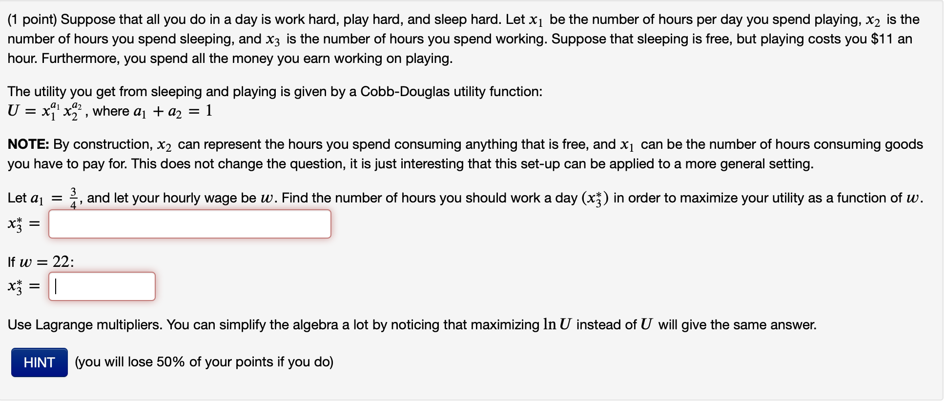 Solved 1 Point Suppose That All You Do In A Day Is Work Chegg Com