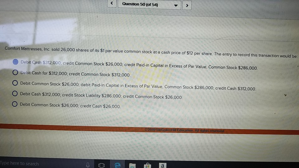 Solved Questlon 50 (of 54) Comfort Mattresses, Inc. sold