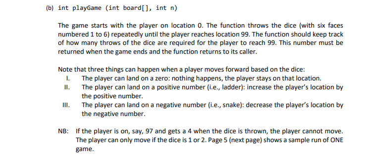 Solved One-Dimensional Snakes and Ladders Game This question | Chegg.com