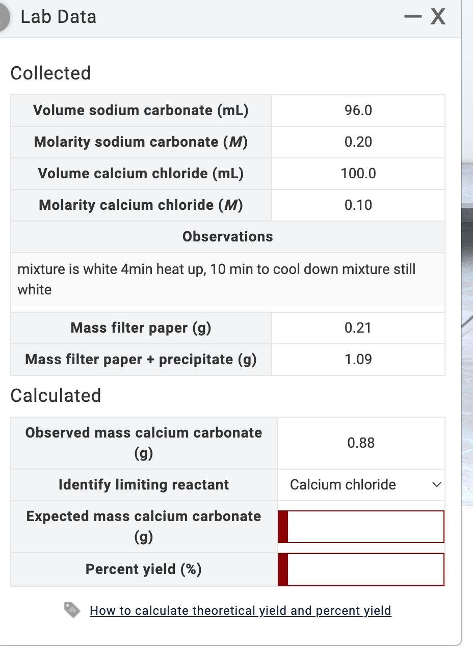 Solved Lab Data Collected Volume Sodium Carbonate Ml