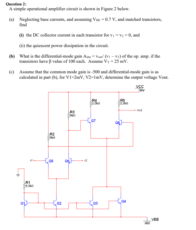 Solved Question 2: A Simple Operational Amplifier Circuit Is | Chegg.com