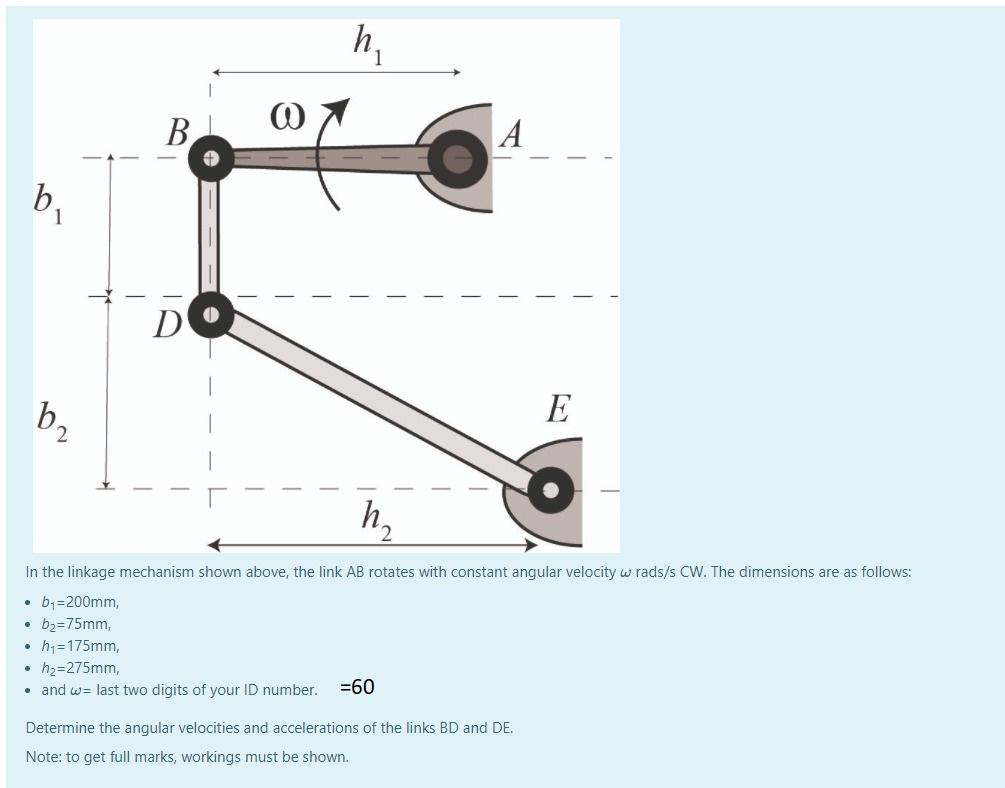 Solved H, В. 0 А A B. DO B2 E H, In The Linkage Mechanism | Chegg.com