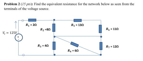 Solved Problem 2 (15 pts): Find the equivalent resistance | Chegg.com