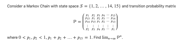 Solved Consider a Markov Chain with state space | Chegg.com