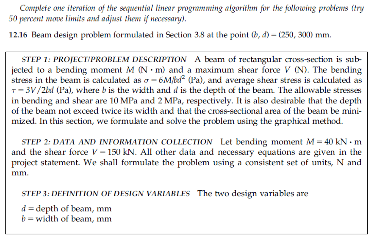 Beam Design Problem Formulated In Section 3.8 At The | Chegg.com