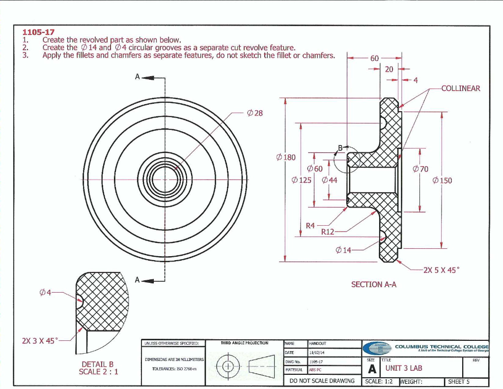 Solved 1105-17 1 Create the revolved part as shown below. 2. | Chegg.com